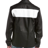 Mens Shirt Collar Black Polyester Jacket